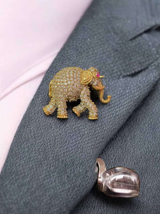 Ishhaara Elephant Brooch For Men