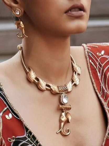 Ishhaara Elephant Kundan Necklace Set