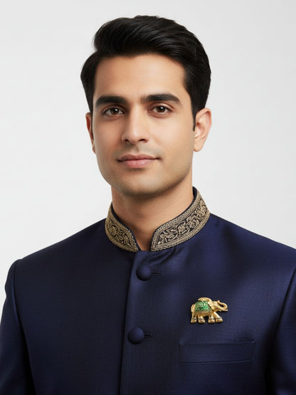 Ishhaara Elephant Meenakari Enamel Brooch