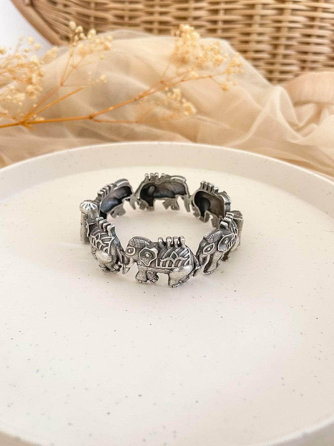 Ishhaara Elephant Shape Oxidised Kada Bangle