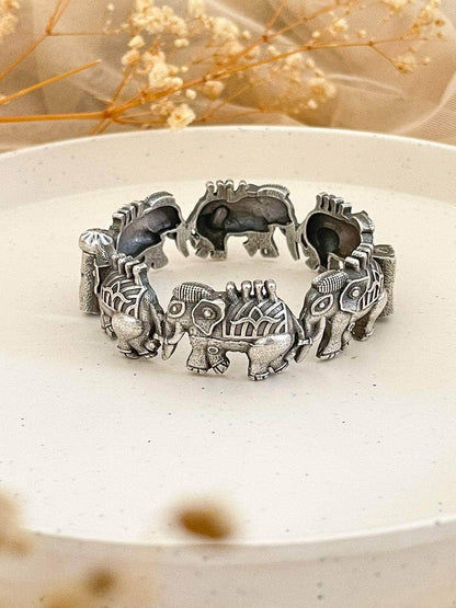Ishhaara Elephant Shape Oxidised Kada Bangle