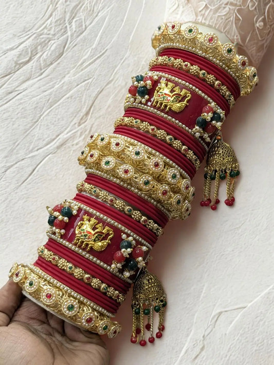 Ishhaara Elephant Studded Kundan Pearl Bridal Chooda