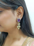 Ishhaara Embellished Ad Drop Earrings Light Green