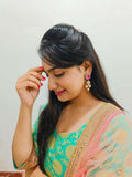 Ishhaara Embellished Ad Drop Earrings Light Green