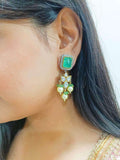 Ishhaara Embellished Ad Drop Earrings Light Green