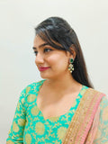 Ishhaara Embellished Ad Drop Earrings Light Green