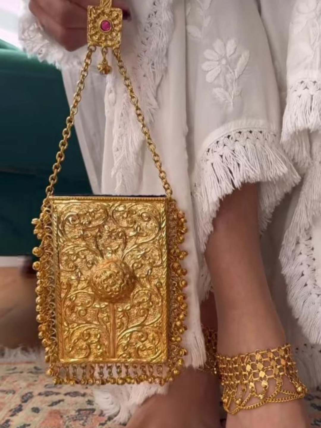 Ishhaara Embellished Brass Clutch