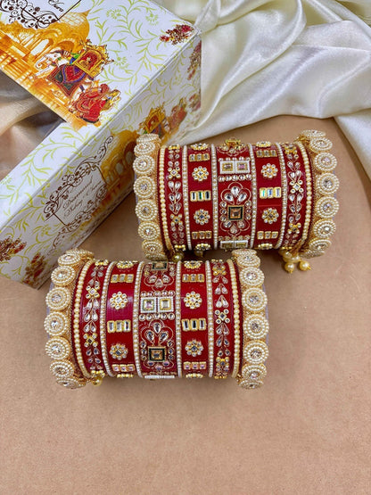 Ishhaara Embellished Kundan Bangles Pair - traditional Indian jewelry with intricate stone embellishments