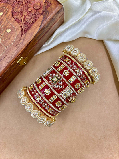 Ishhaara Embellished Kundan Bangles Pair - traditional Indian jewelry with intricate stone embellishments - view 2