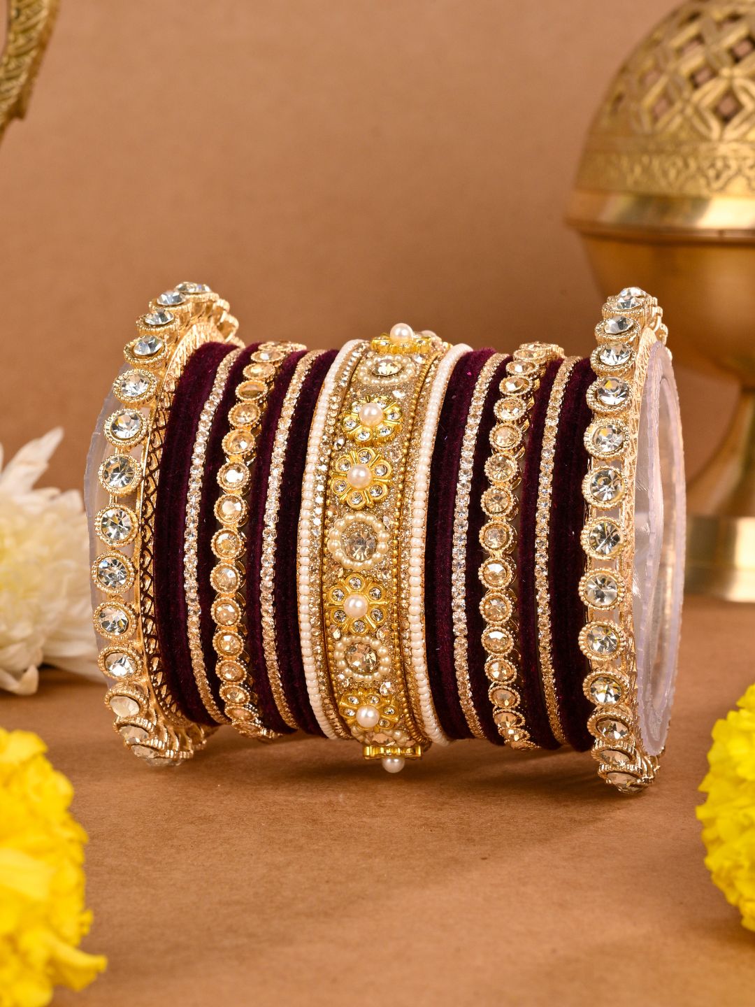 Ishhaara Embellished Velvet Bangles Bridal Chooda