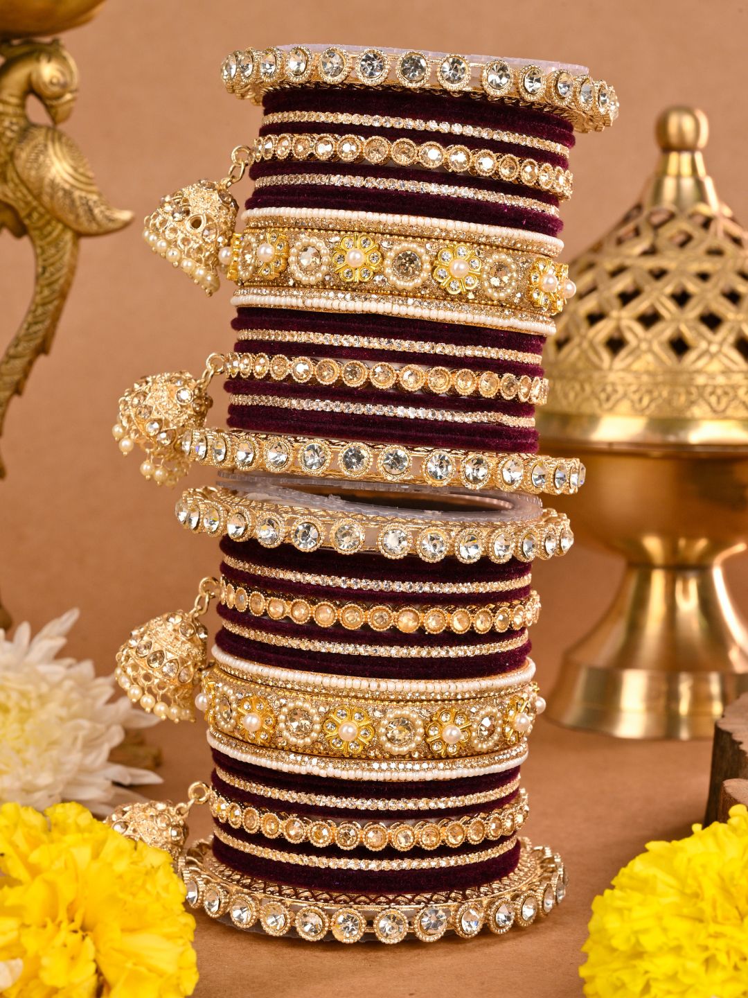 Ishhaara Embellished Velvet Bangles Bridal Chooda