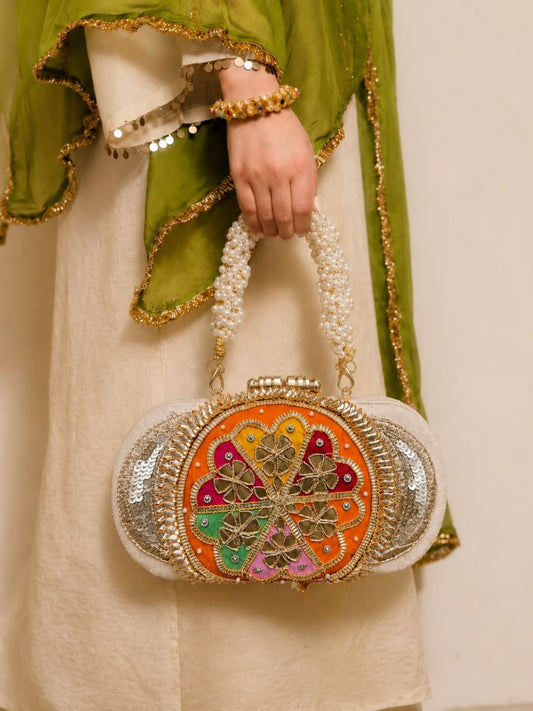 Ishhaara Embroidered Bridal Clutch Bag - handcrafted Indian jewellery