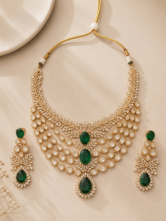 Ishhaara Emerald Cascade Bridal Jewellery Set