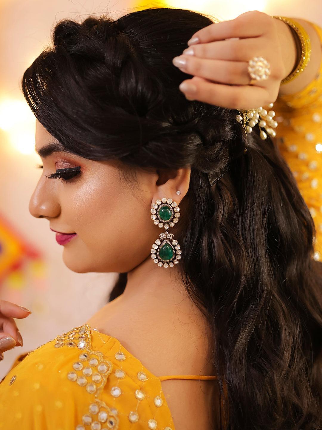 Buy Emerald Doublet Earrings Green Online - Ishhaara Buy Emerald Doublet Earrings Green Online - Ishhaara