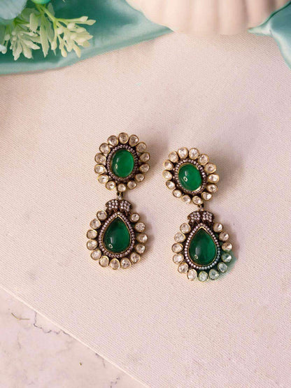 Ishhaara Emerald Doublet Earrings Green