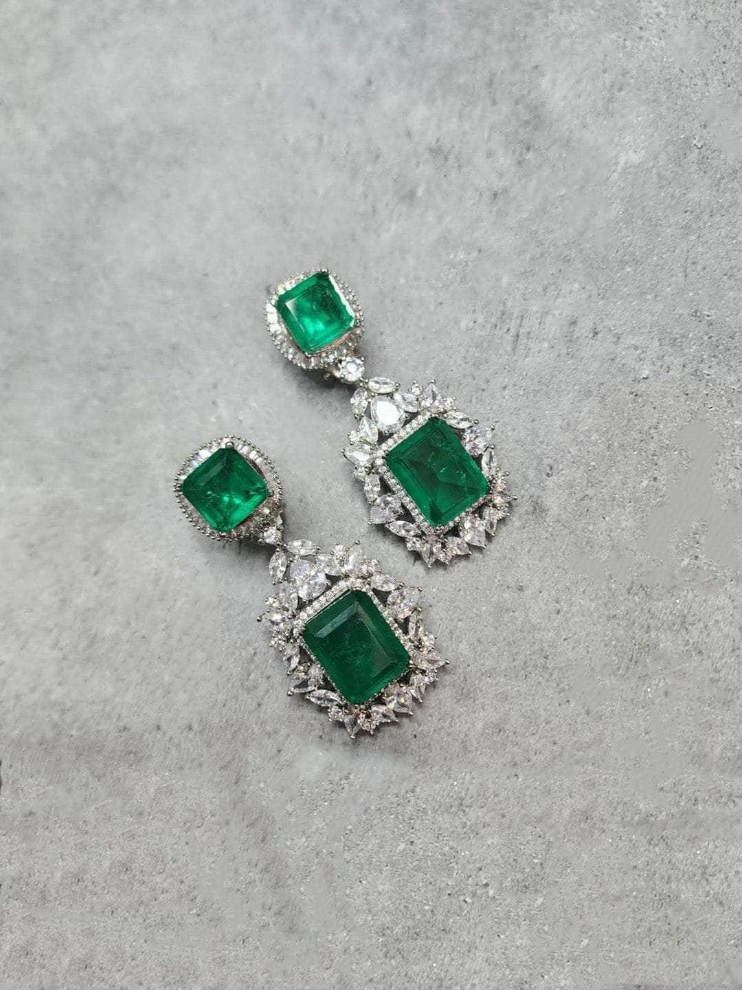 Ishhaara Emerald Green Chandelier Drop Earrings