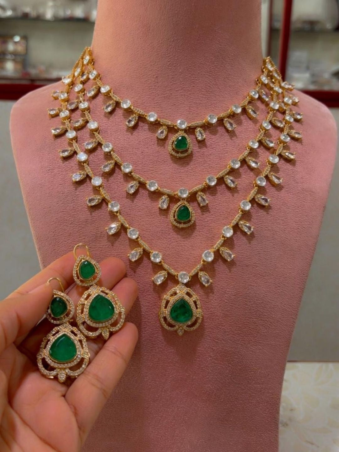 Ishhaara Kundan Temple Necklace Set — handcrafted Indian jewellery