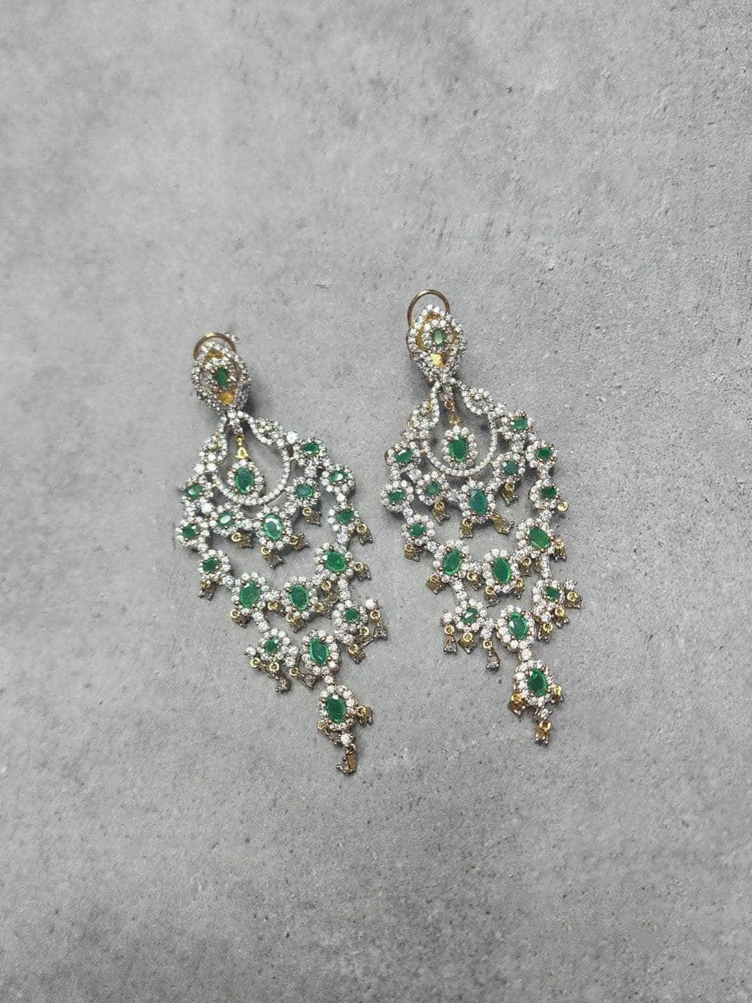 Ishhaara Emerald Green Dangle Earrings
