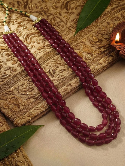 Ishhaara Emerald Green Glass Beaded Layered Mala