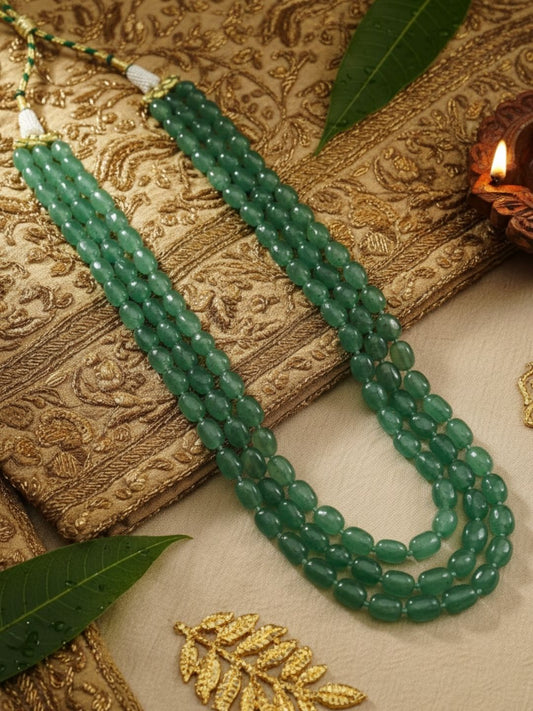 Ishhaara Emerald Green Glass Beaded Layered Mala