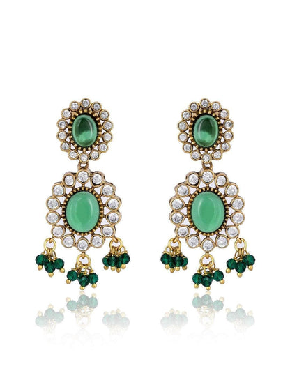 Ishhaara Emerald Green Kundan Pearl Necklace Set