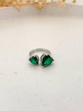 Ishhaara Emerald Green Stone Silver Ring