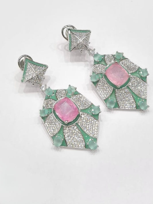 Ishhaara Emerald Rose Couture Earrings