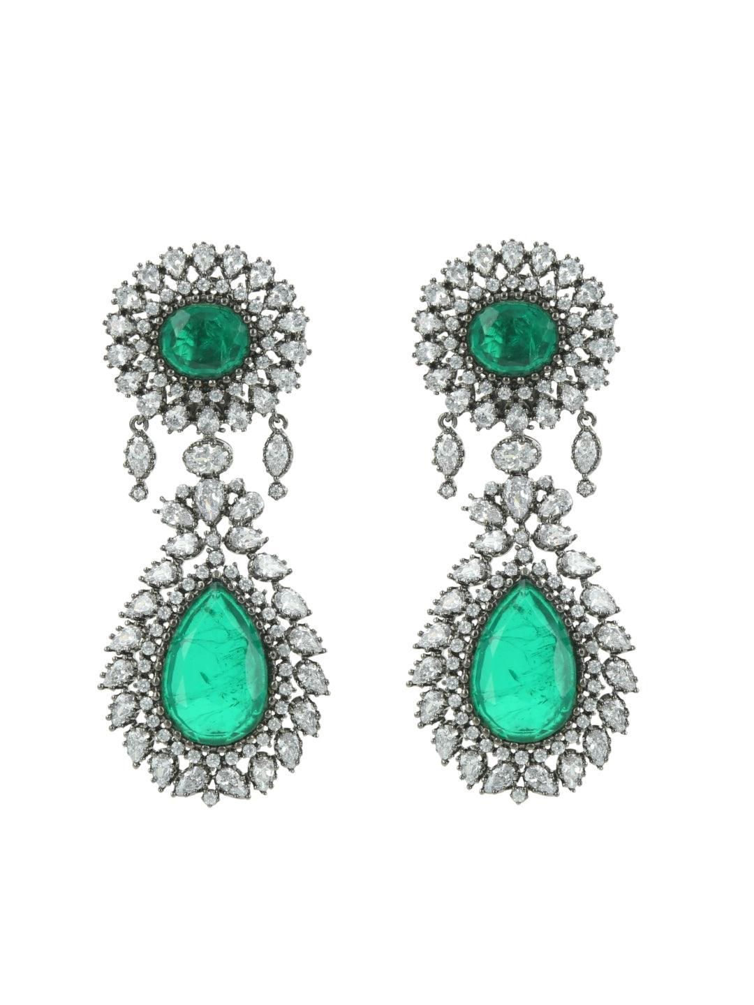 Ishhaara Emerald Statement Earring Green