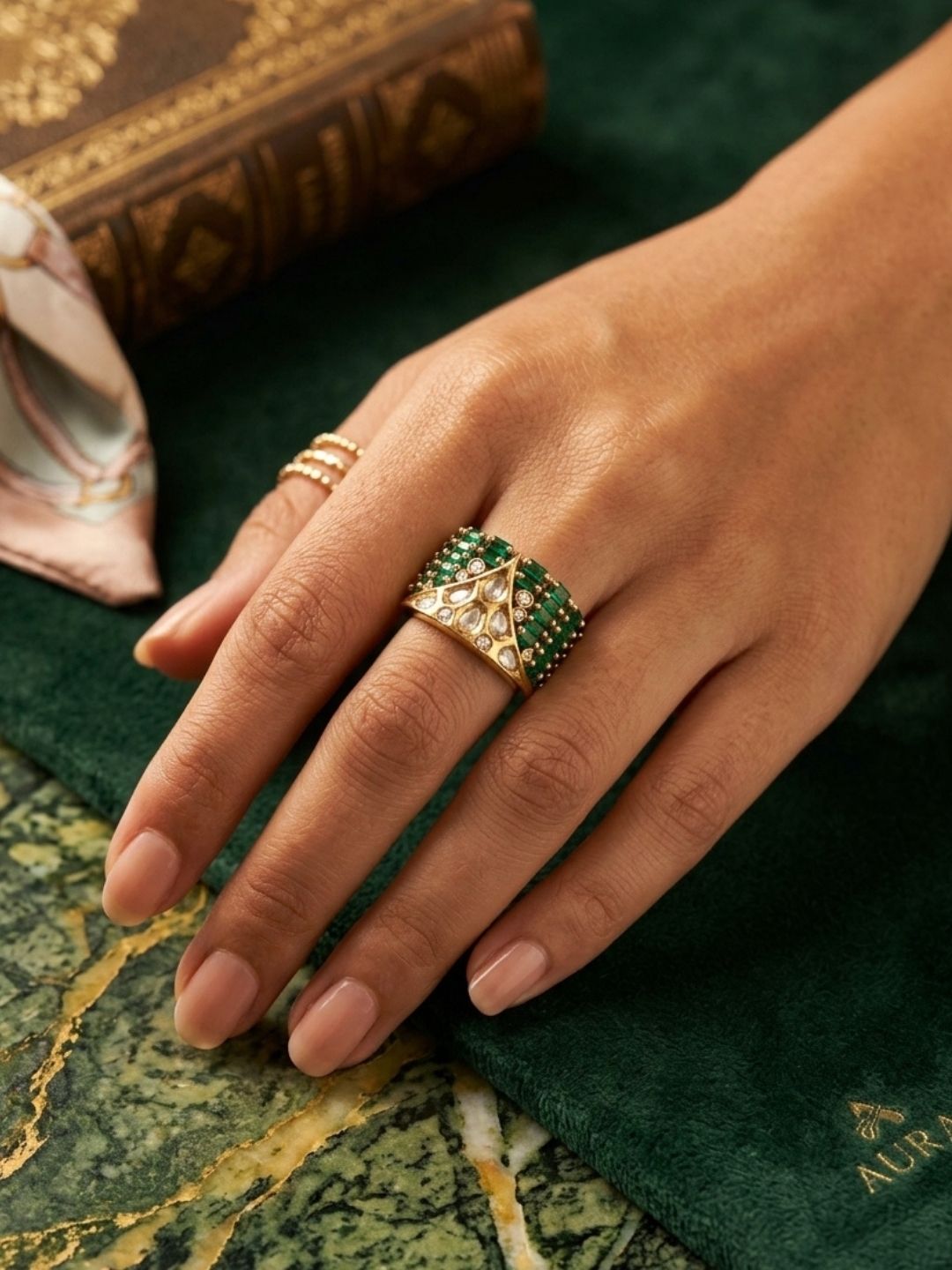 Ishhaara Emerald Statement Ring