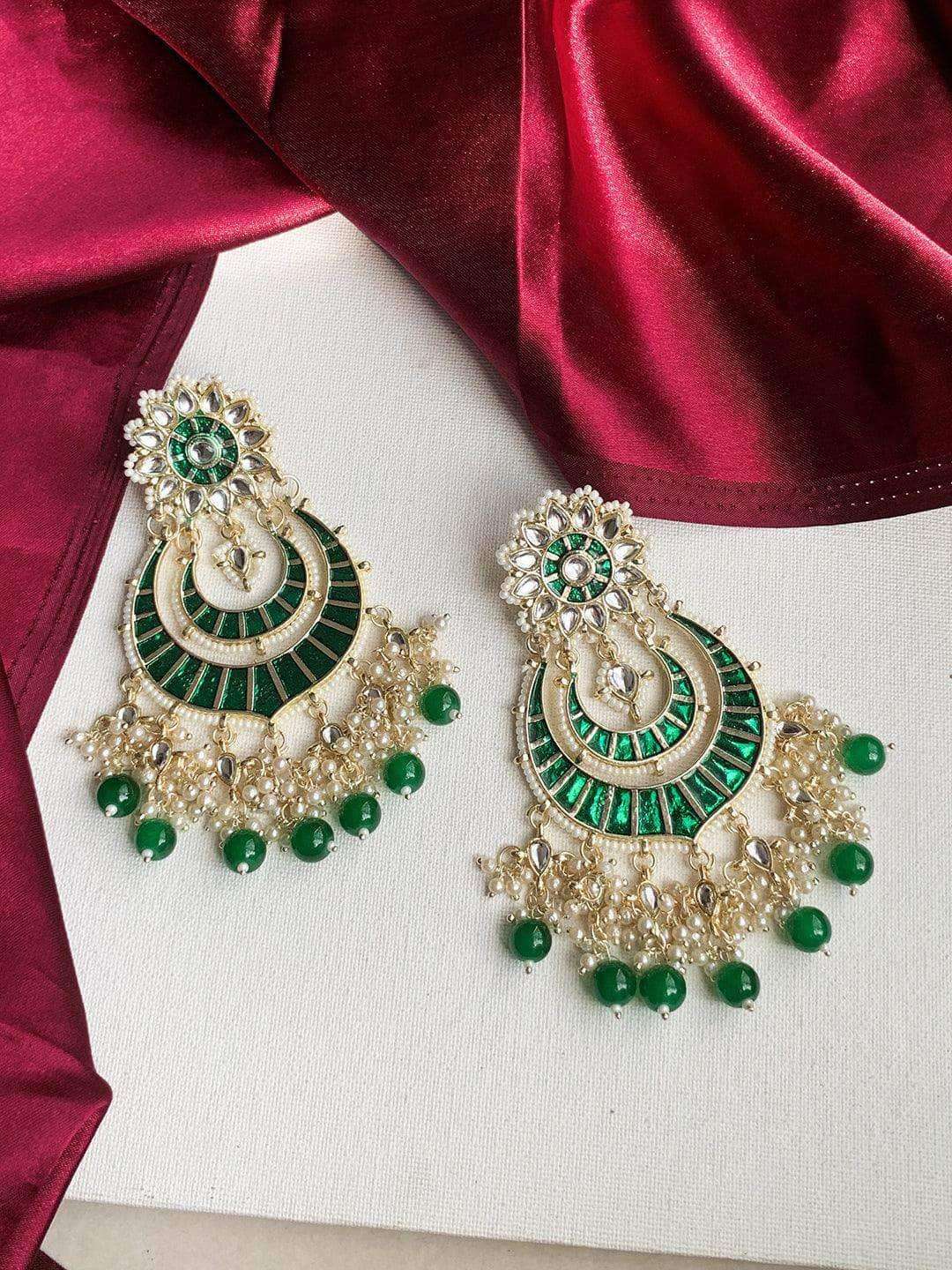 Ishhaara Emerald Studded Kundan Chandbali