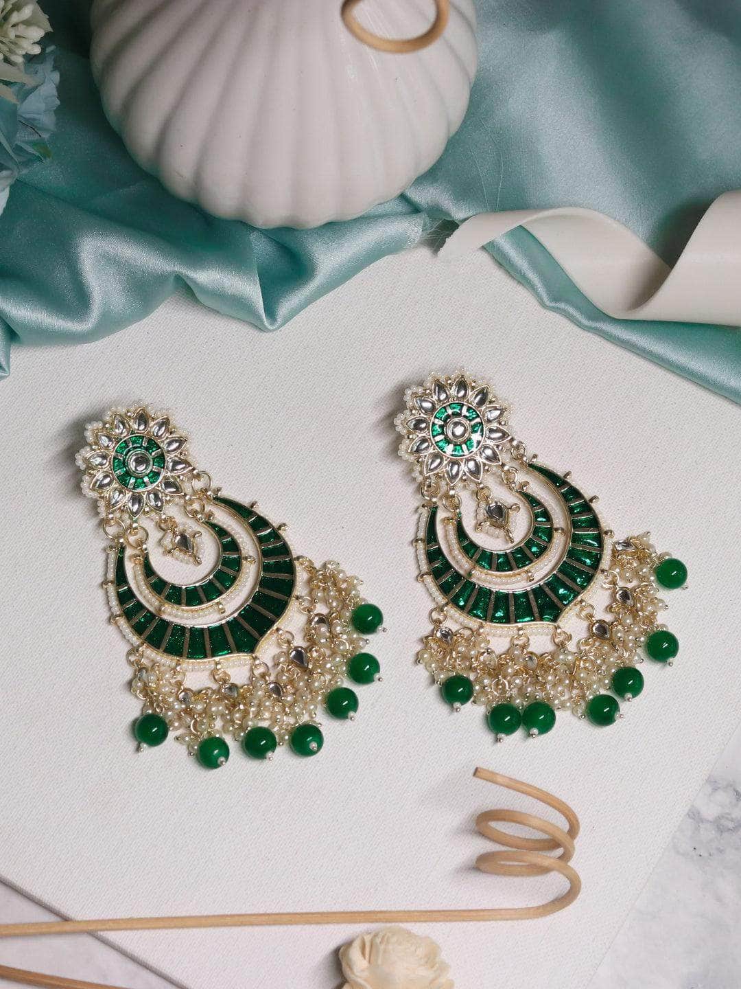 Ishhaara Emerald Studded Kundan Chandbali