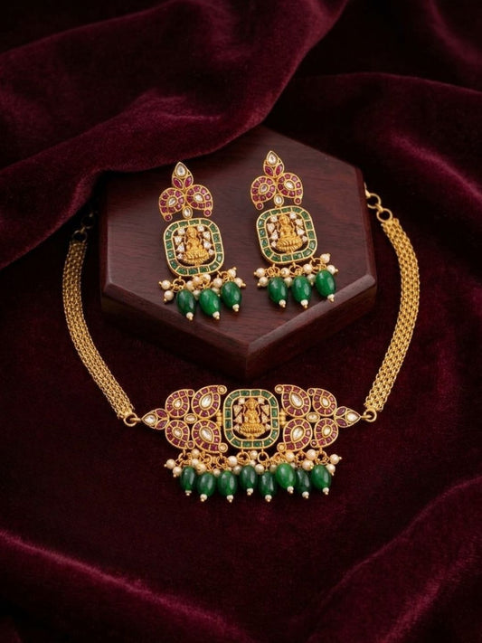 Ishhaara Emeralds Bead Studded Choker