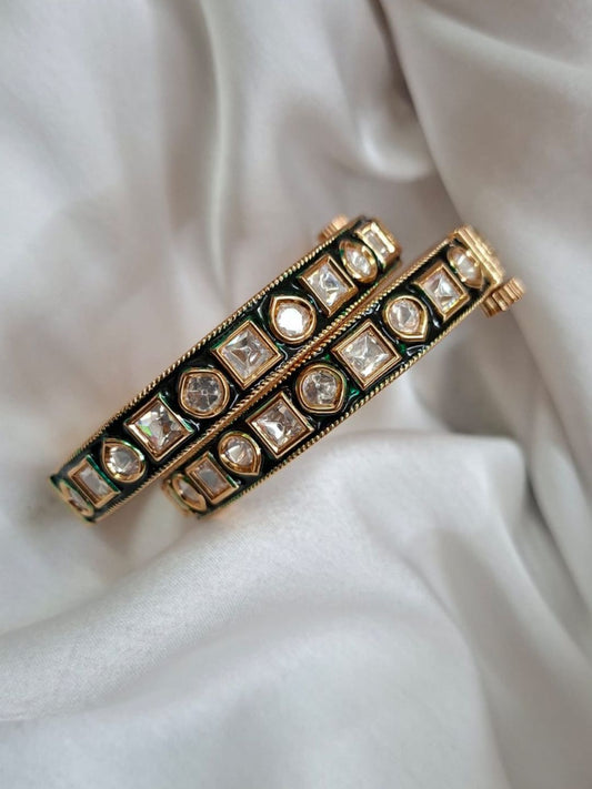 Ishhaara Enamel Polki Bangles