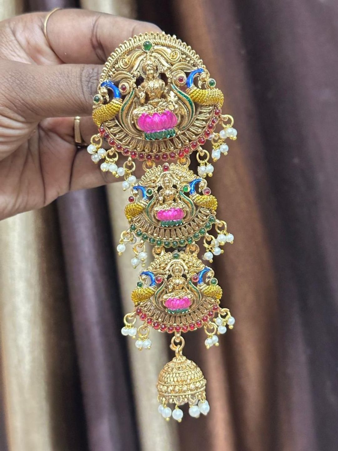 Ishhaara Enameled Antique Jada Billa