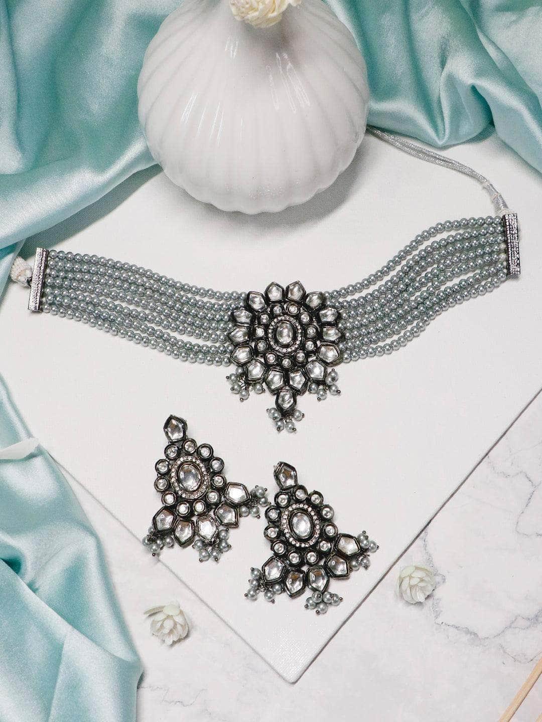 Ishhaara Enameled Oxidized Choker Necklace Set