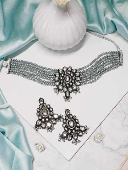 Ishhaara Enameled Oxidized Choker Necklace Set