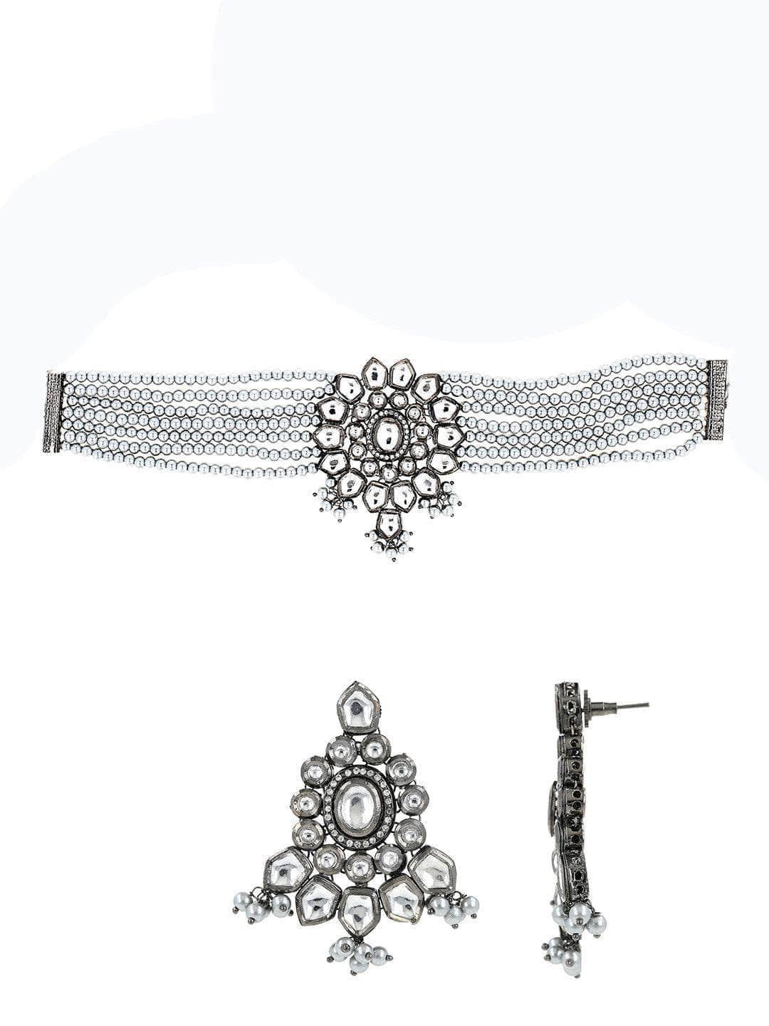 Ishhaara Enameled Oxidized Choker Necklace Set