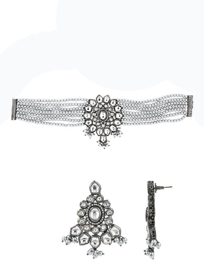 Ishhaara Enameled Oxidized Choker Necklace Set
