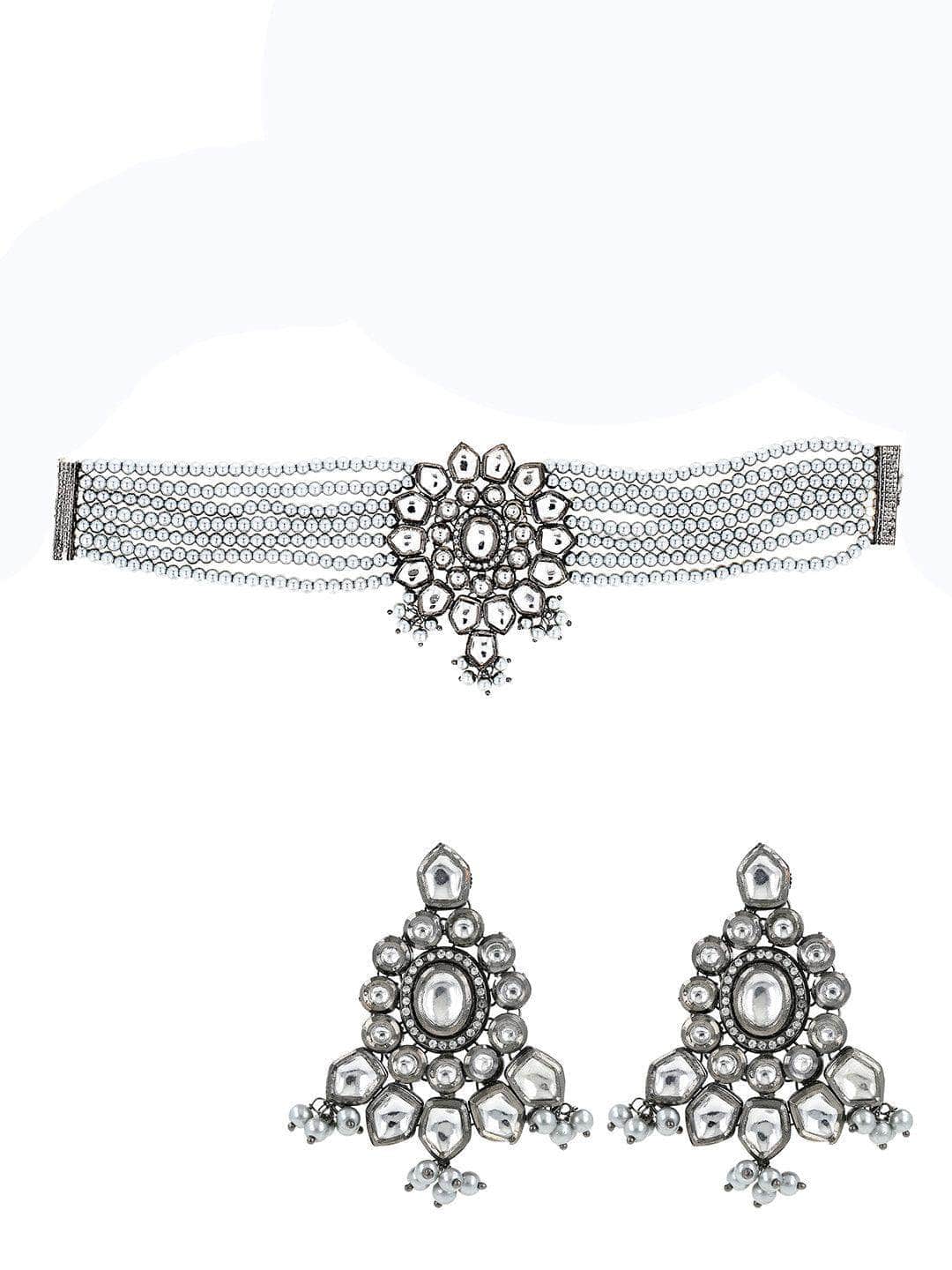 Ishhaara Enameled Oxidized Choker Necklace Set