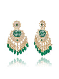 Ishhaara Enchanting green chandbali kundan pearl earrings