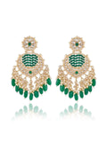 Ishhaara Enchanting green chandbali kundan pearl earrings