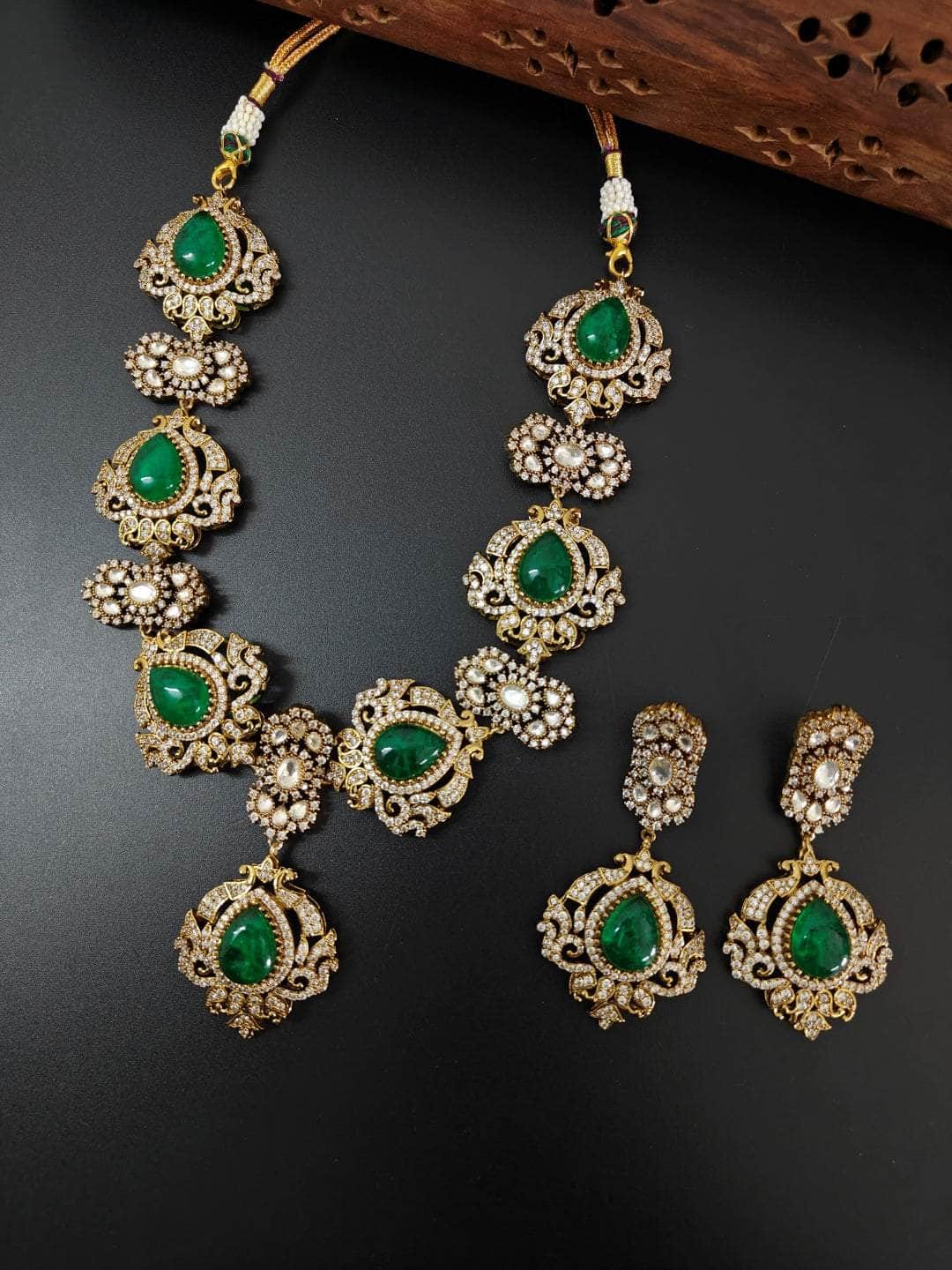Ishhaara Enchanting Victorian finish AD Necklace set