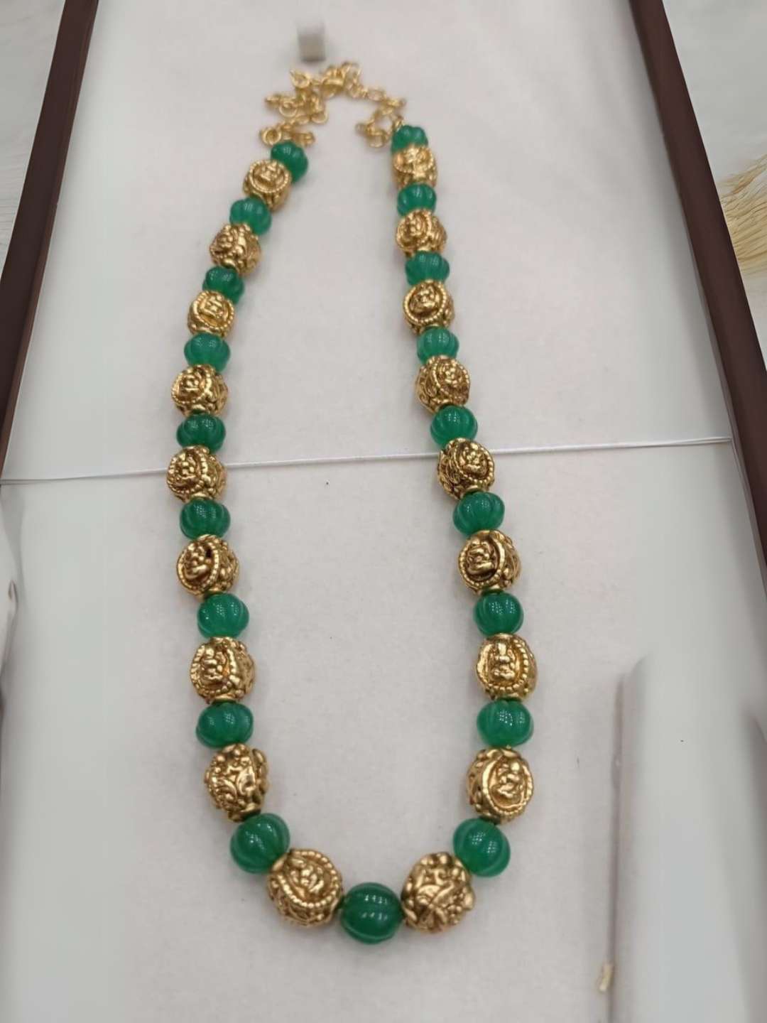 Ishhaara Ethnic Green Gemstone Beaded Necklace Set