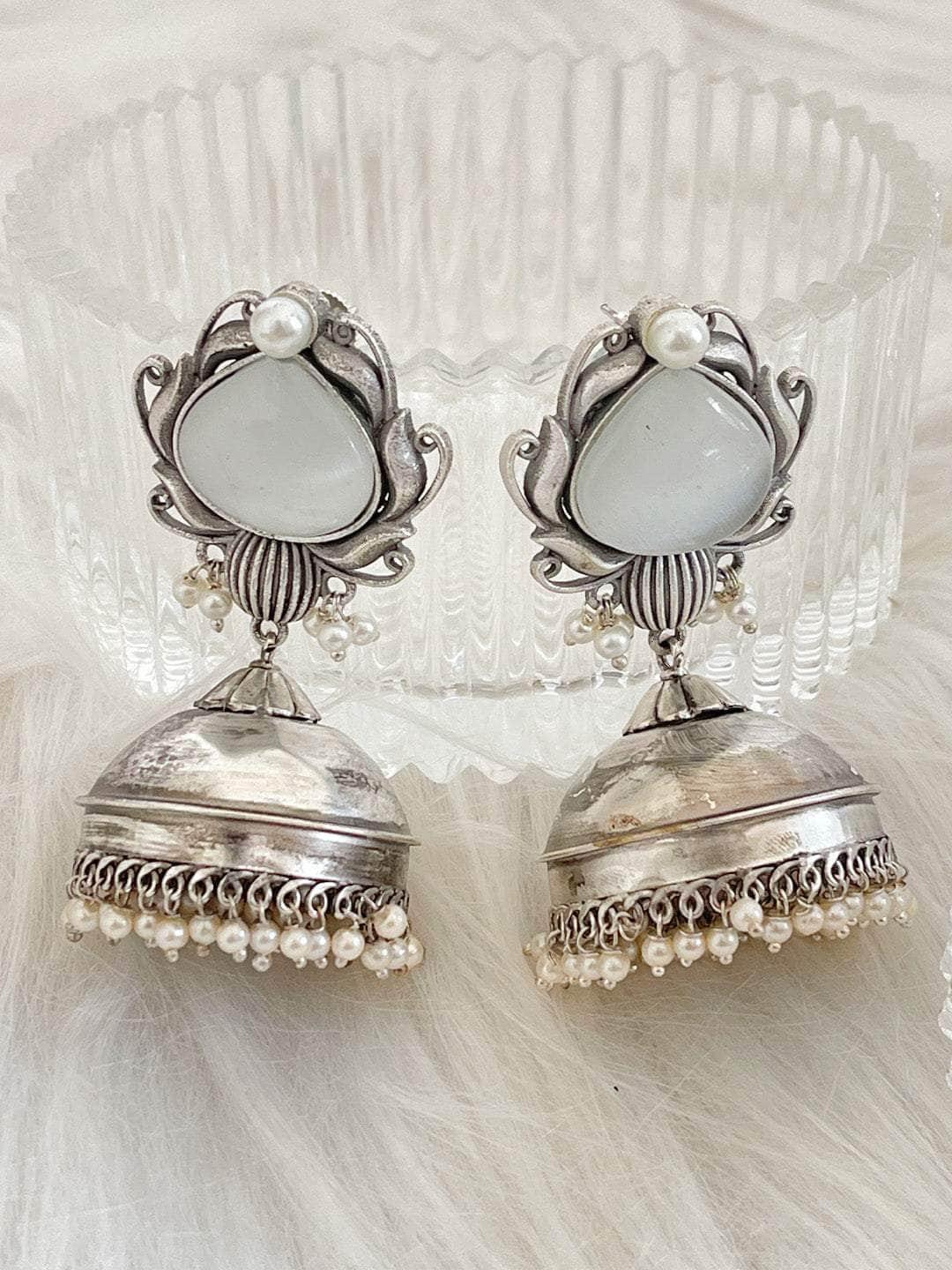 Ishhaara Ethnic Oxidized German Silver Jhumka