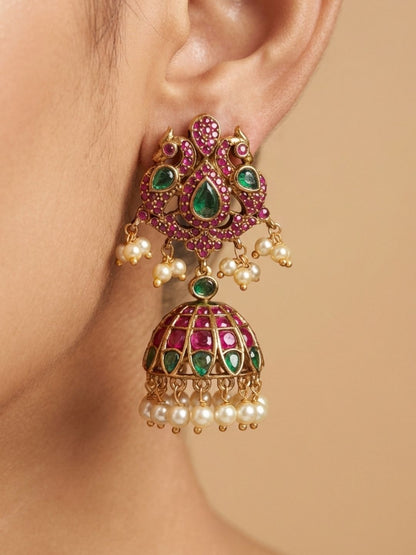 Ishhaara Ethnic Pearl Peacock Jhumka
