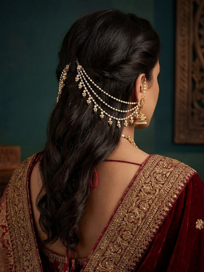 Ishhaara Ethnic Pearls Studded Ear Chain