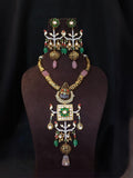 Ishhaara Ethnic Style Kundan Gold Plated Meenakari Chokar Necklace Set