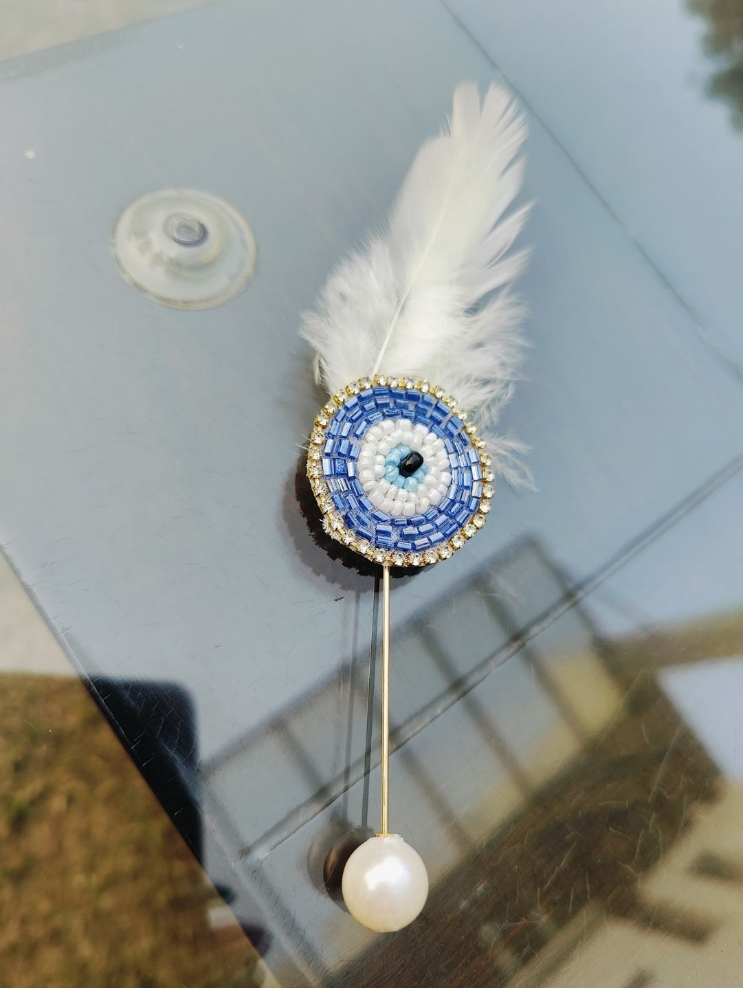 Ishhaara Evil Eye Brooch With Feather