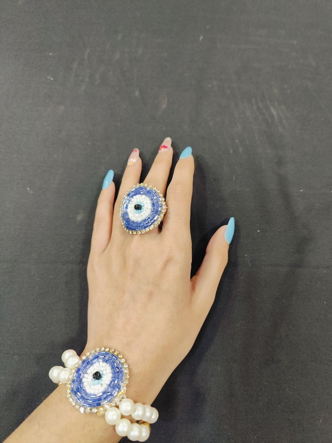 Ishhaara Evil Eye Designed Bracelet And Ring Combo