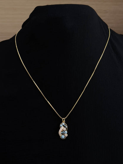 Ishhaara Evil Eye Flip Flop Rhinestone Necklace